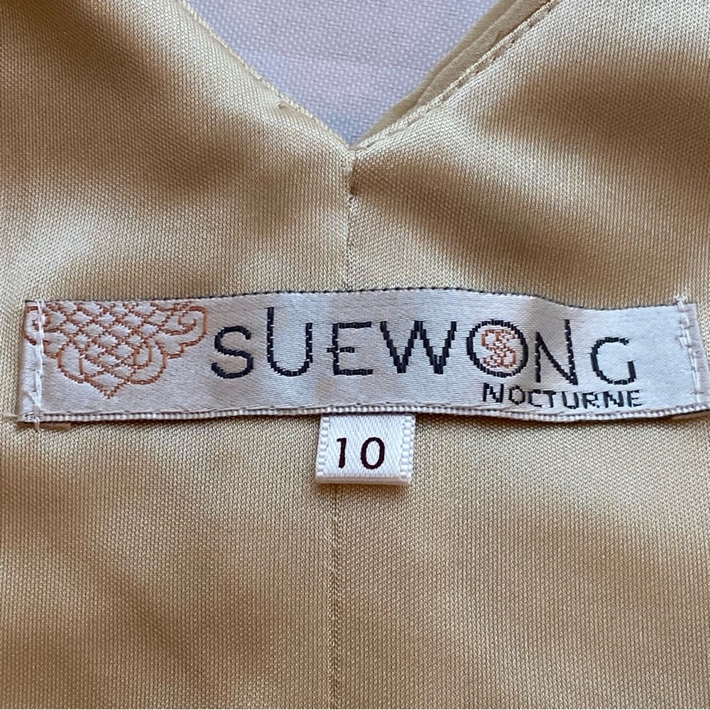 Sue Wong Nocturne Cream Embellished V-Neck Colume Mini Dress Size 10 - Picture 10 of 16